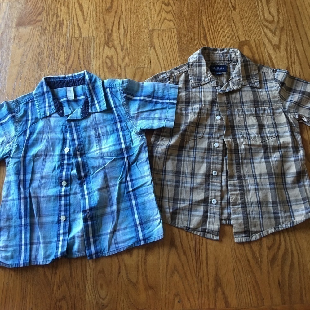 2 Boys button up short sleeve shirts. One carters one Sonoma Easter Size 5/6